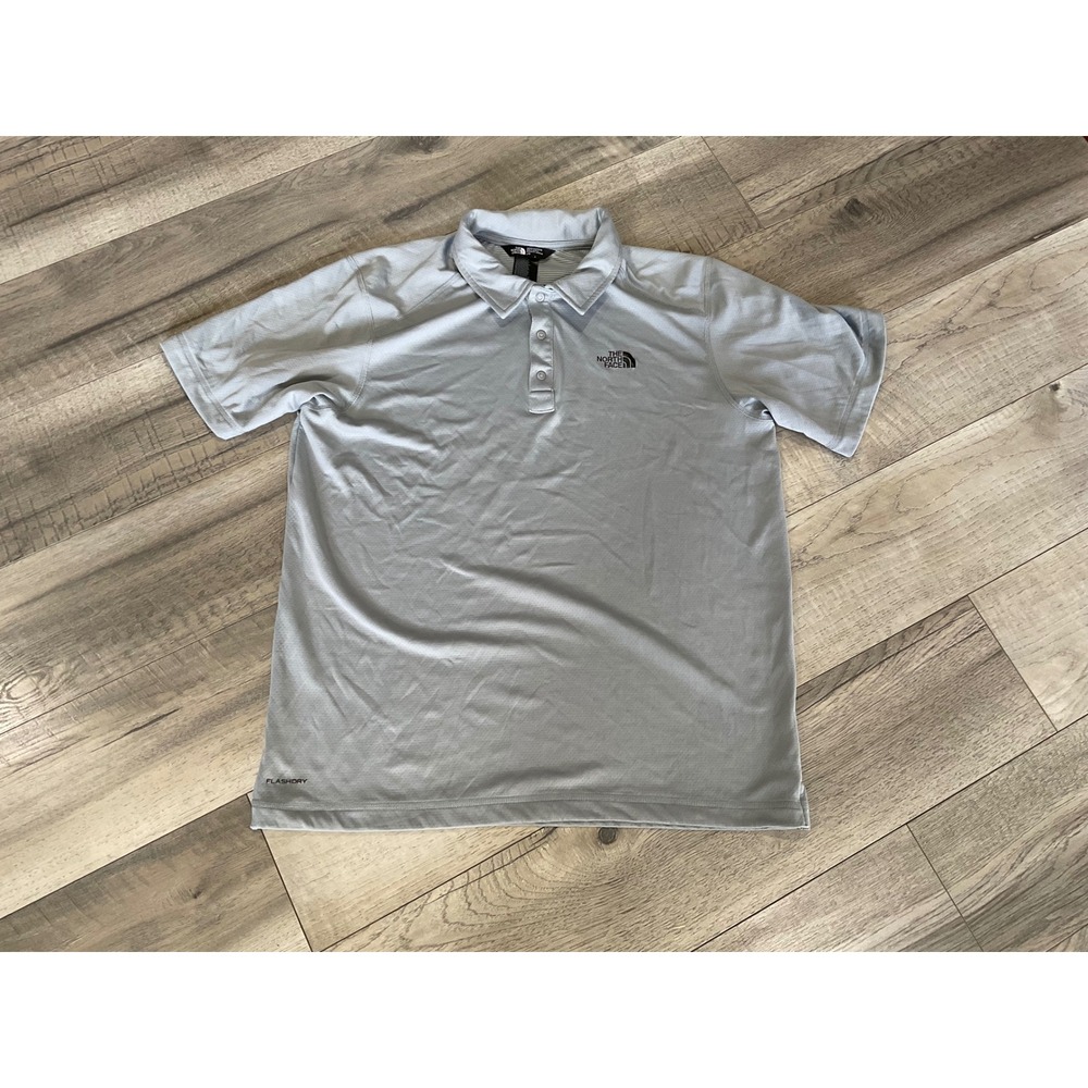 The North Face Mens FlashDry Polo Shirt Light Grey Short Sleeve Size Large
